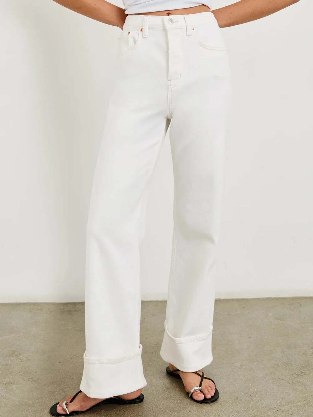 Rails Getty Cream High-Rise Wide Leg Jeans